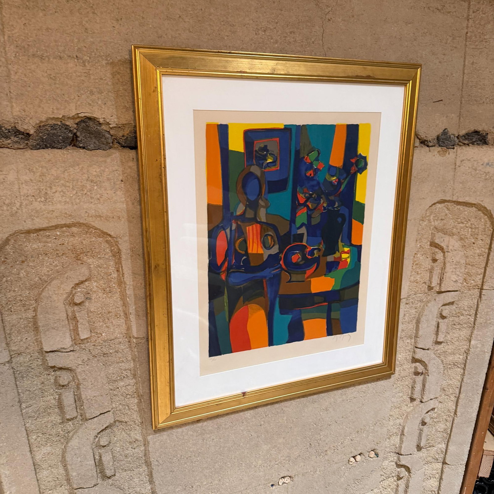 1960s Abstract French Art Still Life Color Lithograph Marcel Mouly - 3