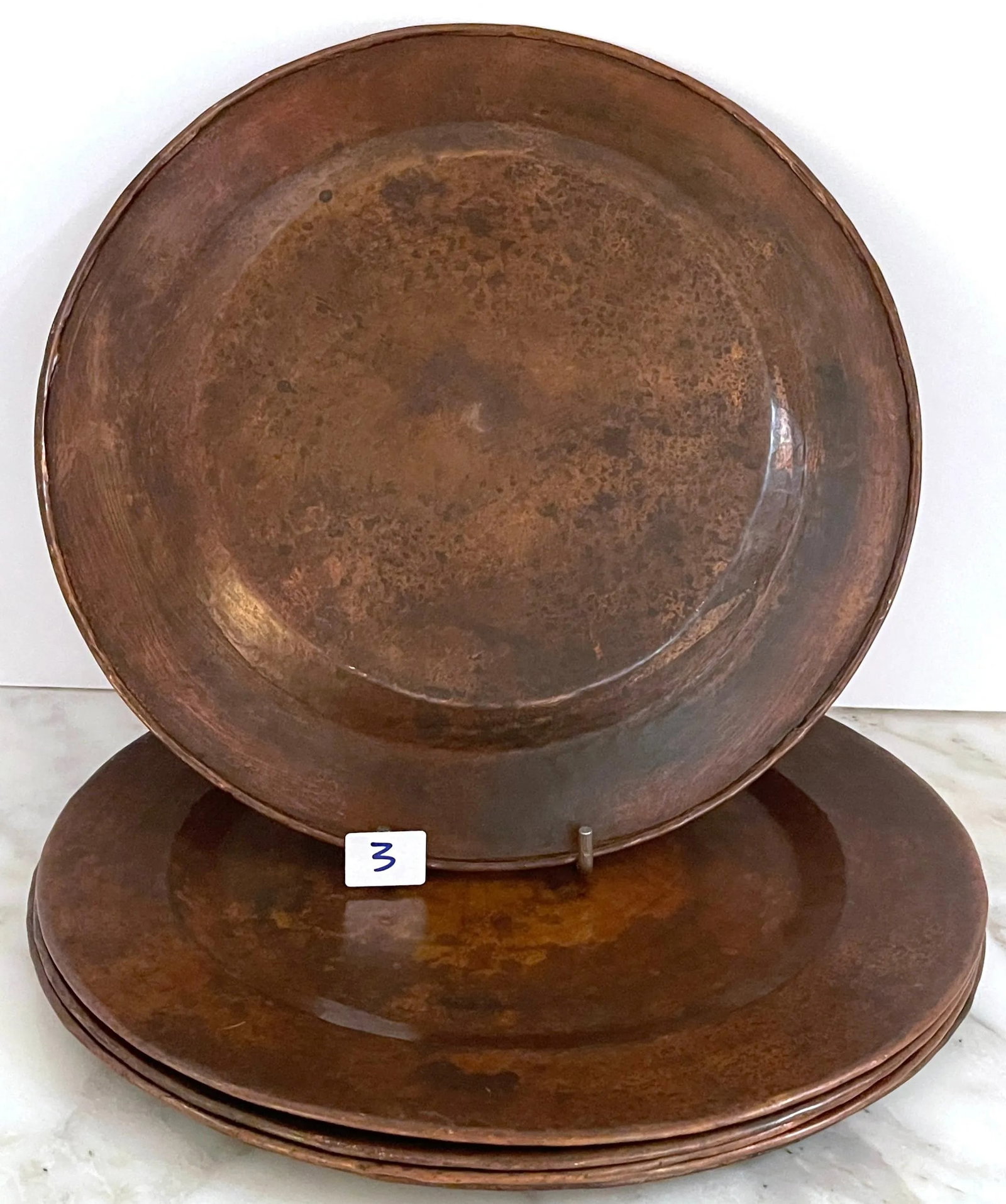 Roycroft Arts & Crafts Copper Service Plates, Roycroft Inn at East Aurora NY - Set of 7 - 2