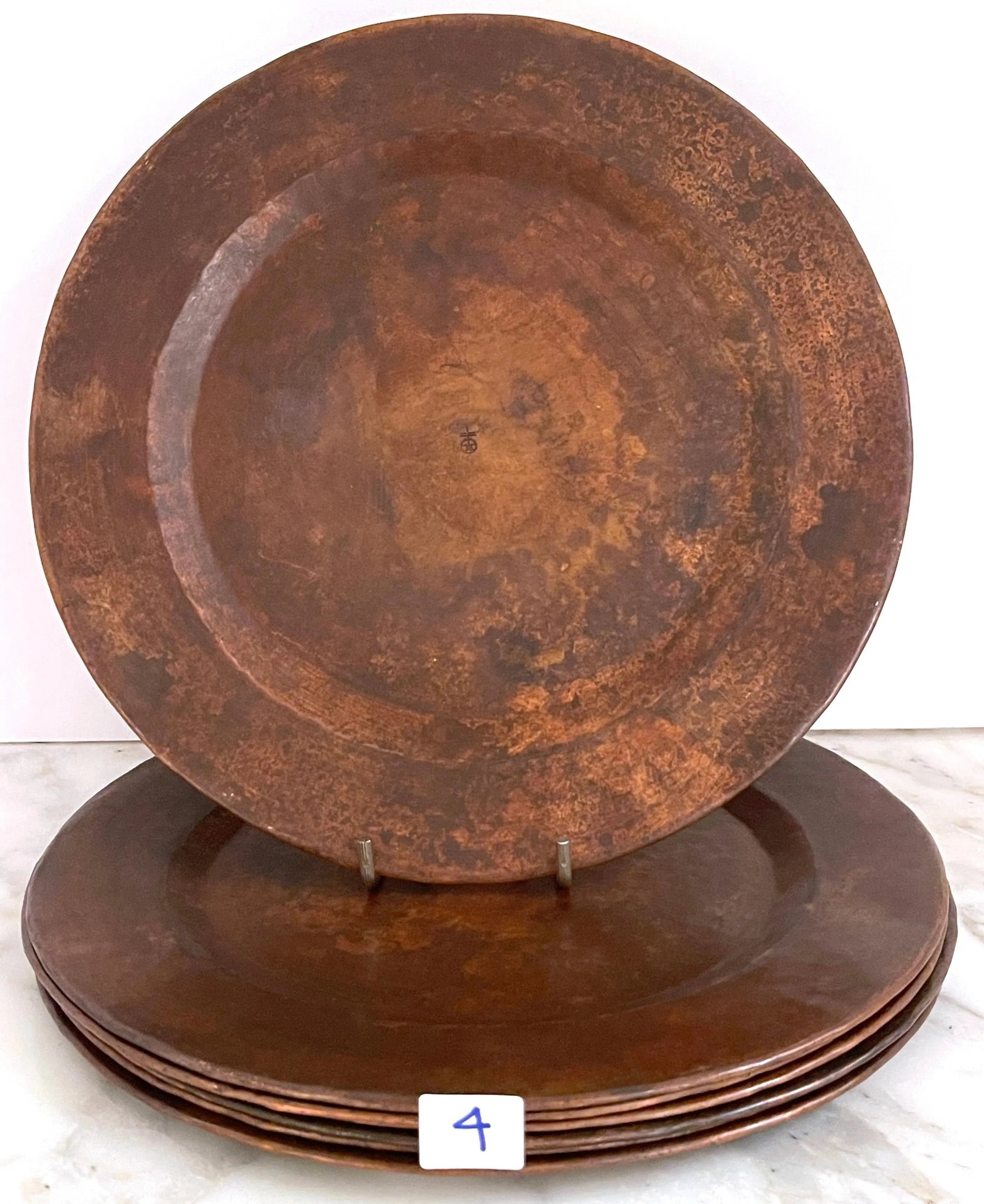 Roycroft Arts & Crafts Copper Service Plates, Roycroft Inn at East Aurora NY - Set of 7 - 3