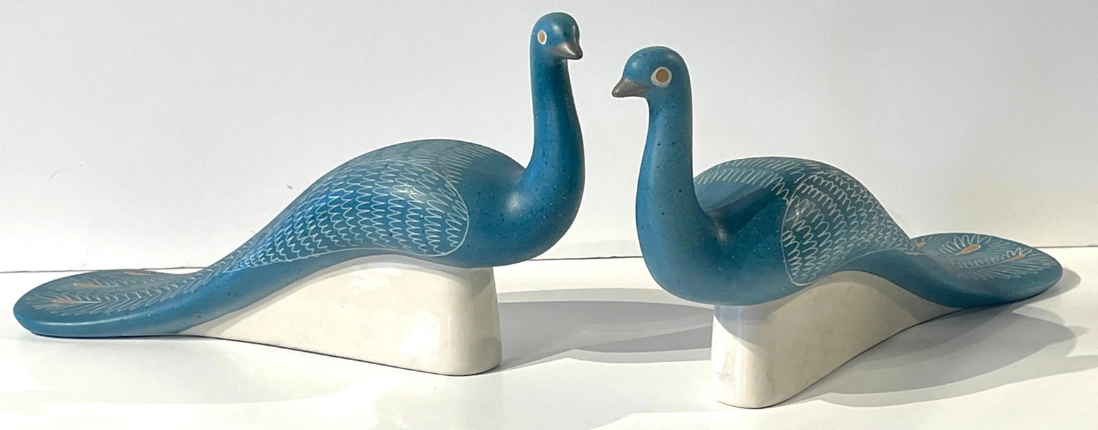 Blue Peacocks Sculptures, by Waylande Gregory - a Pair - 5