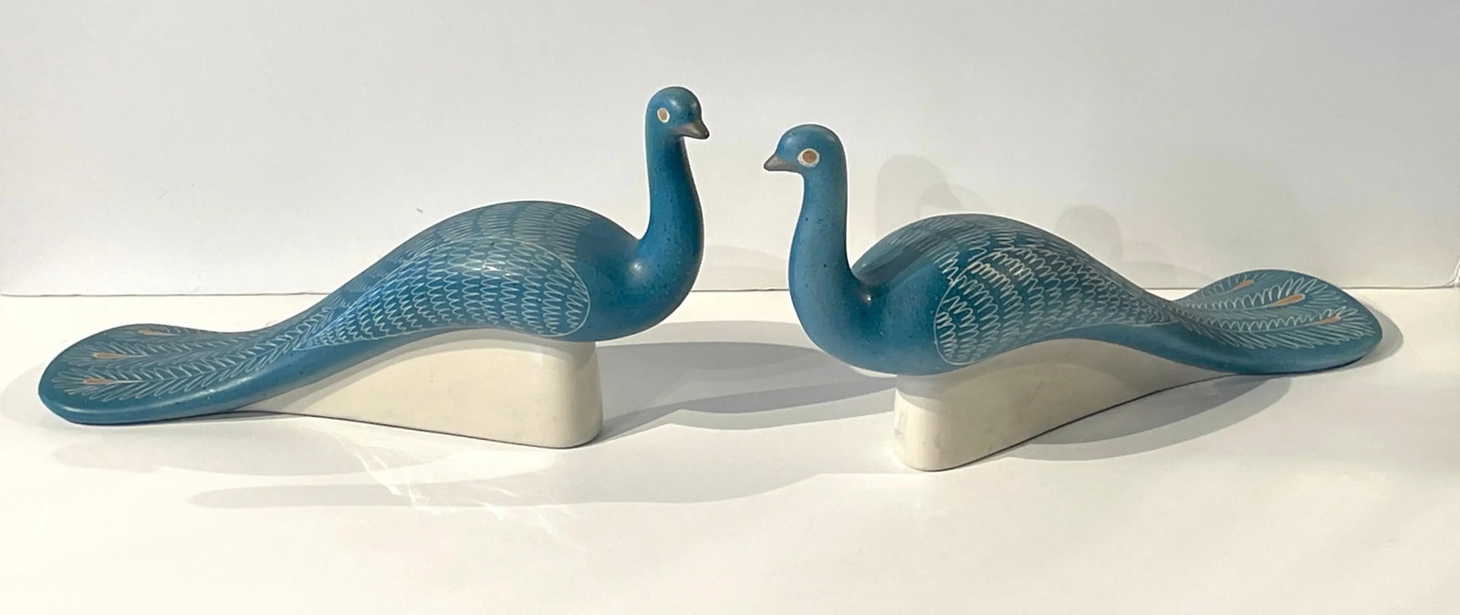 Blue Peacocks Sculptures, by Waylande Gregory - a Pair - 6