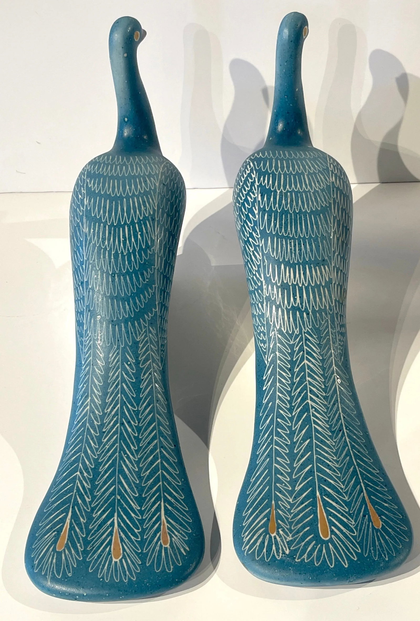 Blue Peacocks Sculptures, by Waylande Gregory - a Pair - 7
