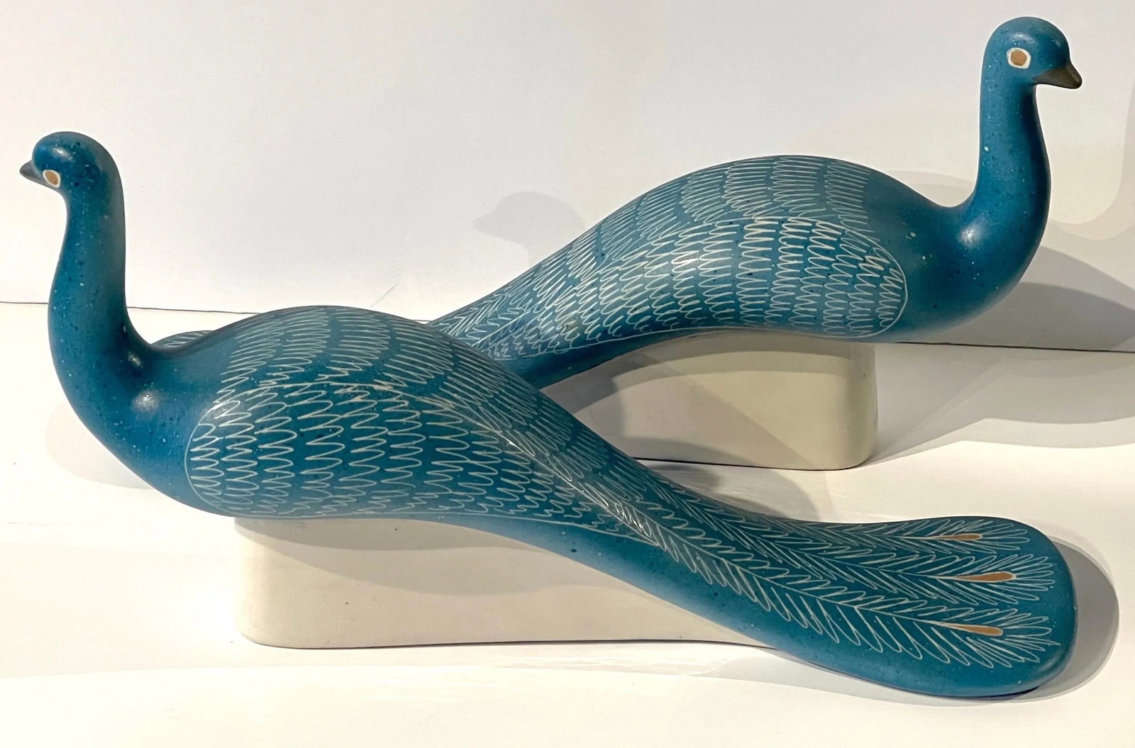 Blue Peacocks Sculptures, by Waylande Gregory - a Pair - 9