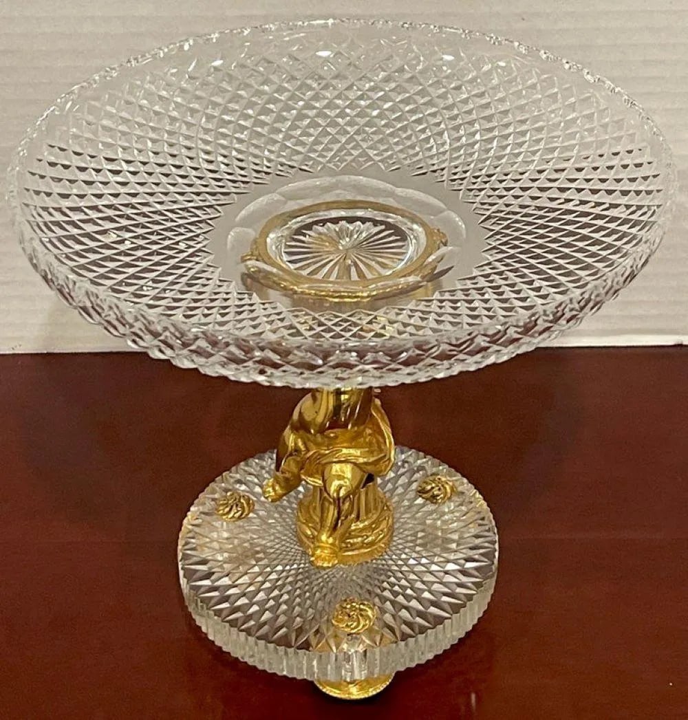 Baccarat Ormolu Putto and Cut Crystal Tazza - 7
