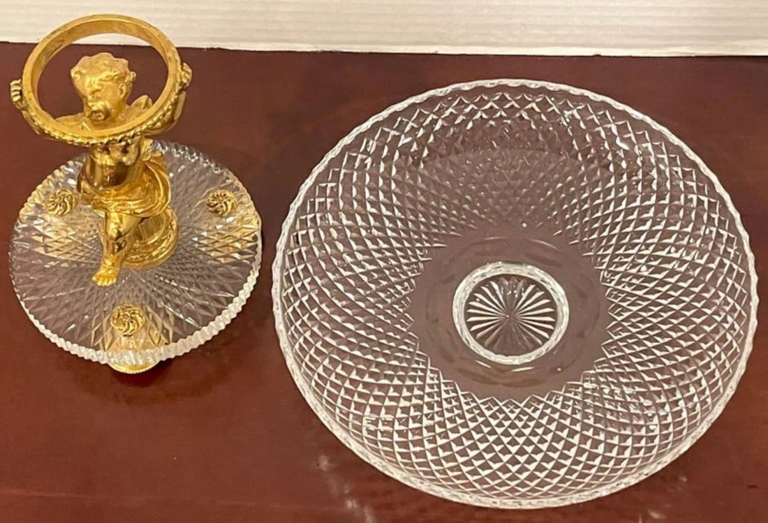 Baccarat Ormolu Putto and Cut Crystal Tazza - 8