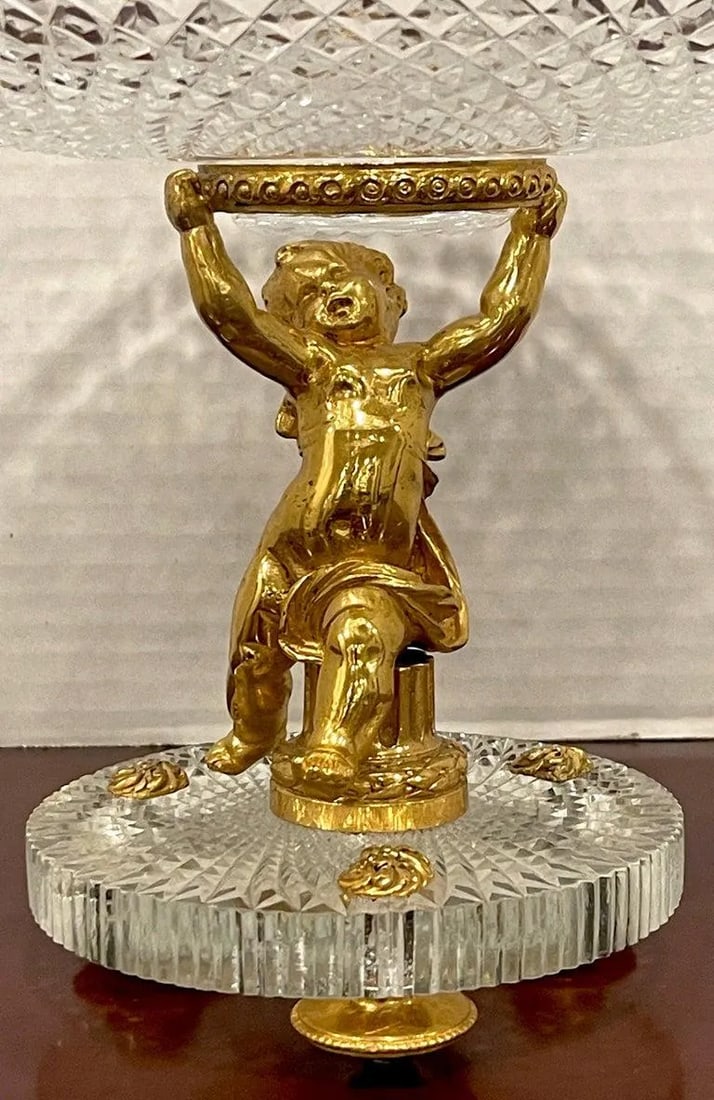 Baccarat Ormolu Putto and Cut Crystal Tazza - 9