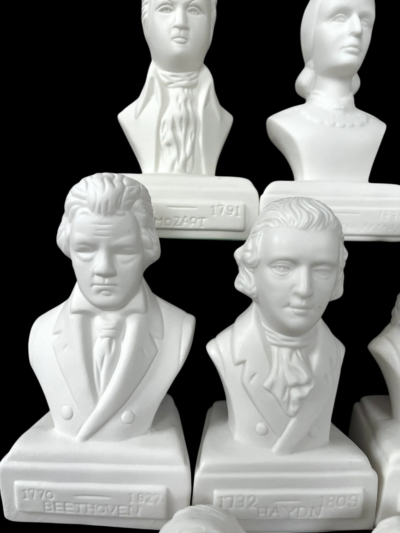 Vintage Famous Composers White Porcelain Bisque Busts Set of 10 - 2
