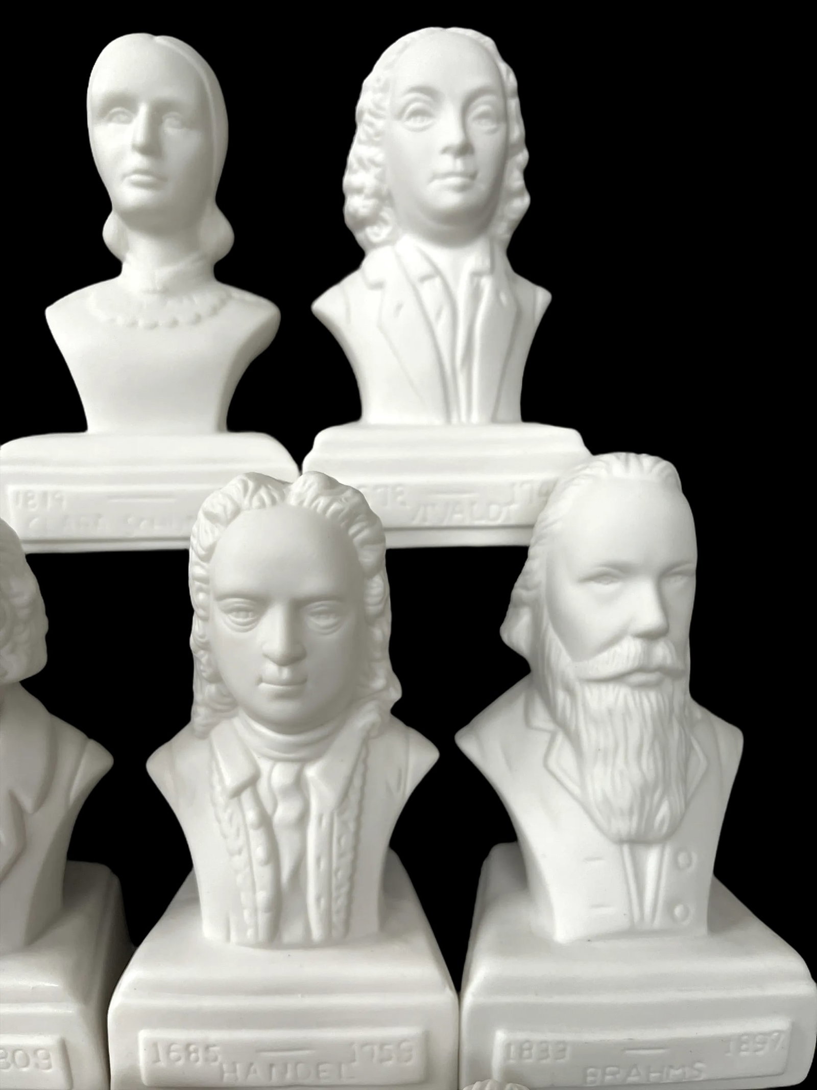 Vintage Famous Composers White Porcelain Bisque Busts Set of 10 - 3