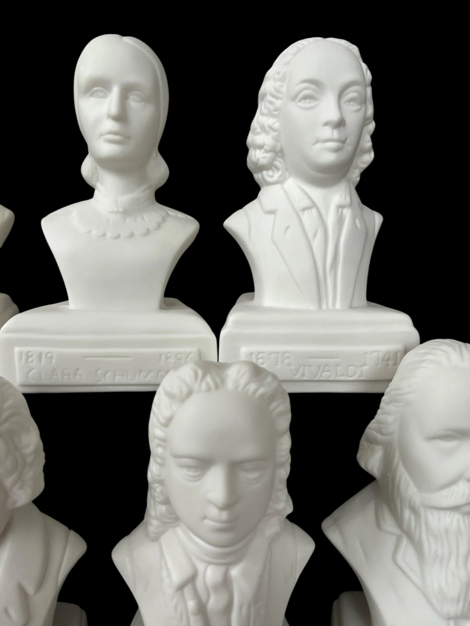 Vintage Famous Composers White Porcelain Bisque Busts Set of 10 - 4