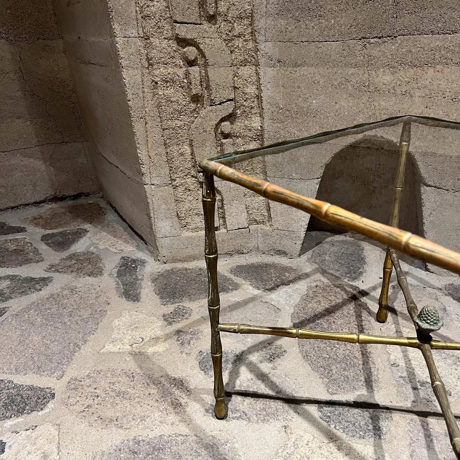 1950s Faux Bamboo Brass Square Side Table Arturo Pani - 6