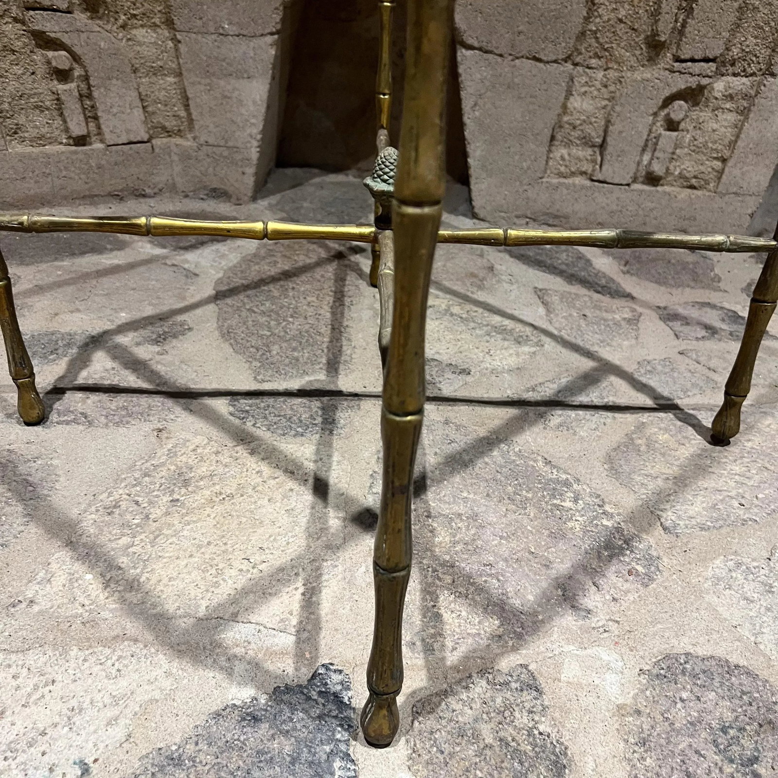 1950s Faux Bamboo Brass Square Side Table Arturo Pani - 8