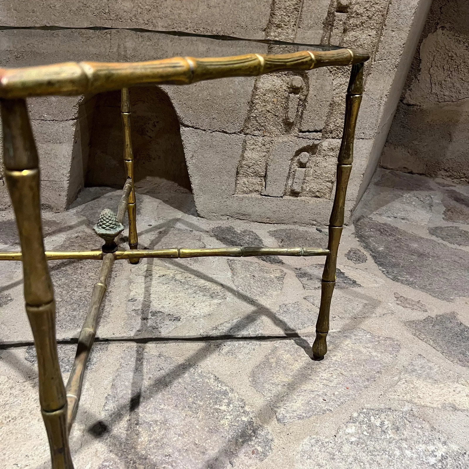1950s Faux Bamboo Brass Square Side Table Arturo Pani - 9