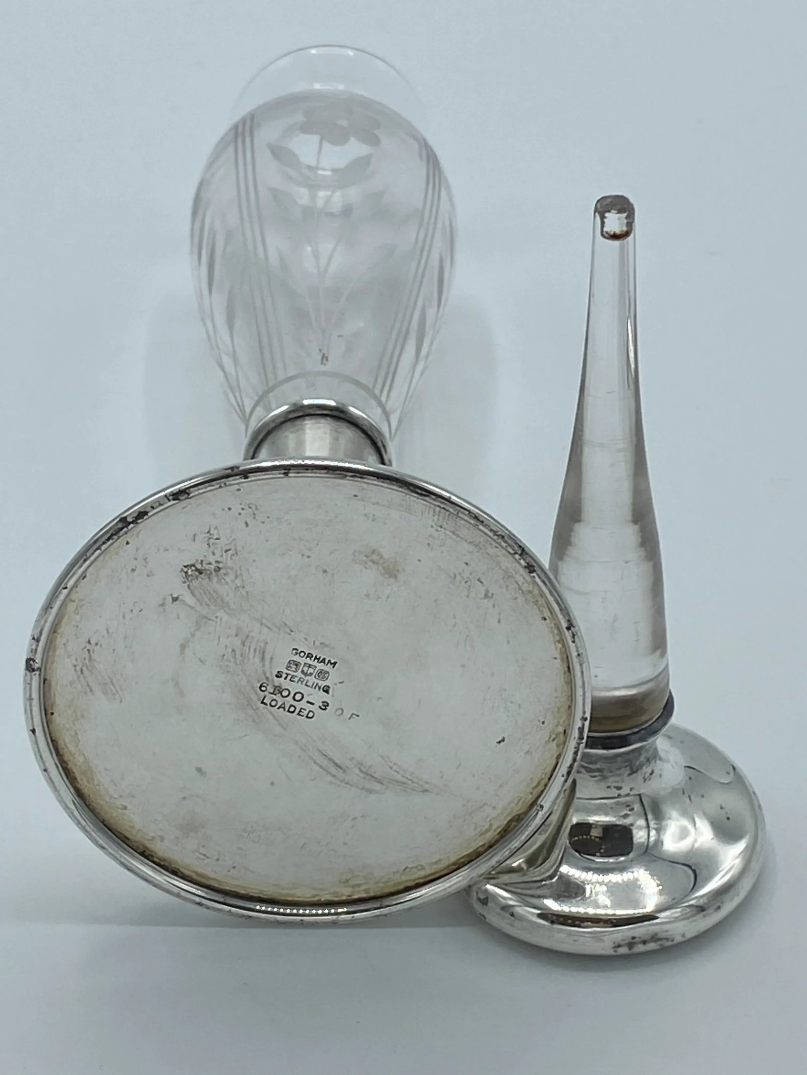 Antique Gorham Sterling Silver and Cut Glass Perfume Bottle With Stopper - 4