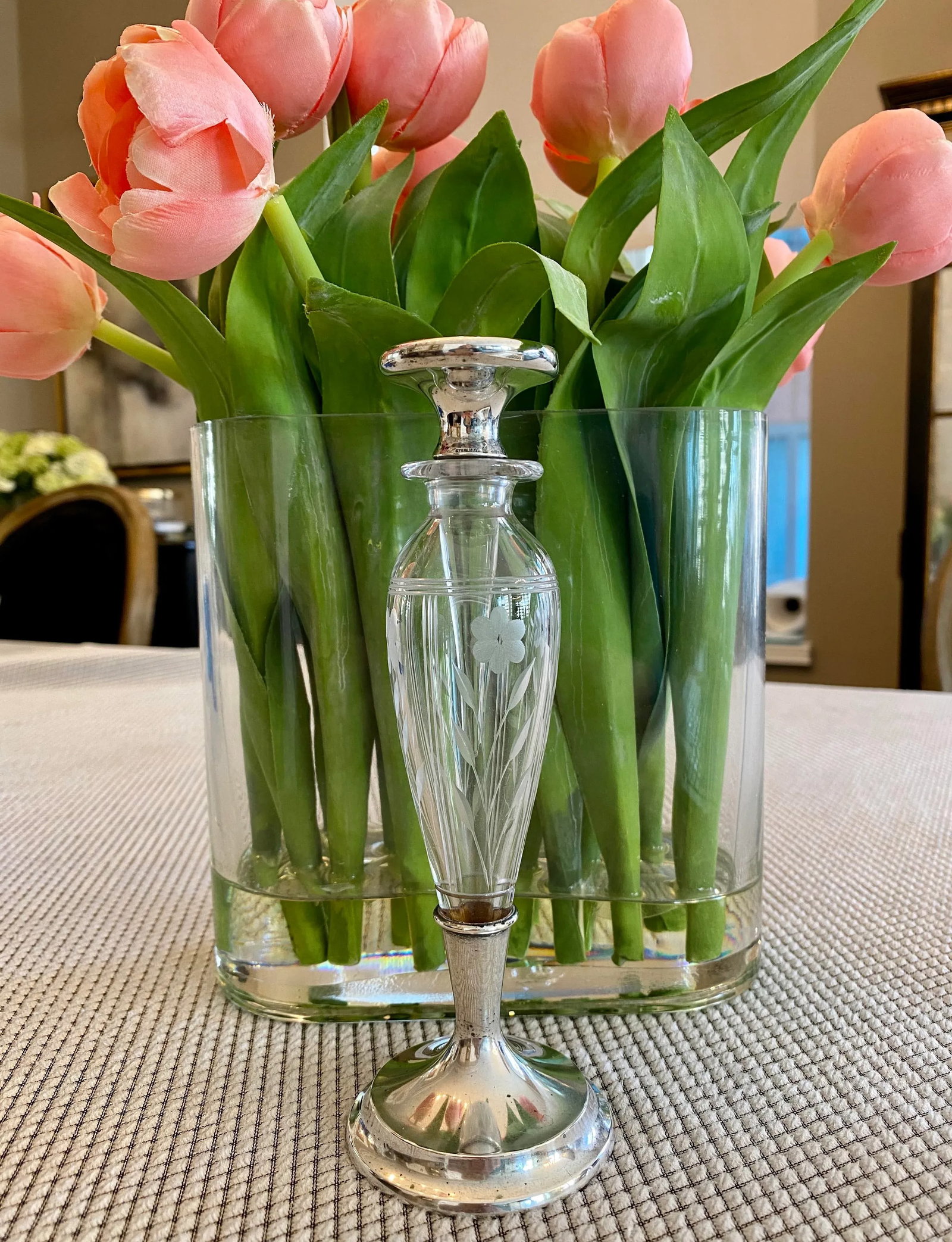 Antique Gorham Sterling Silver and Cut Glass Perfume Bottle With Stopper - 6