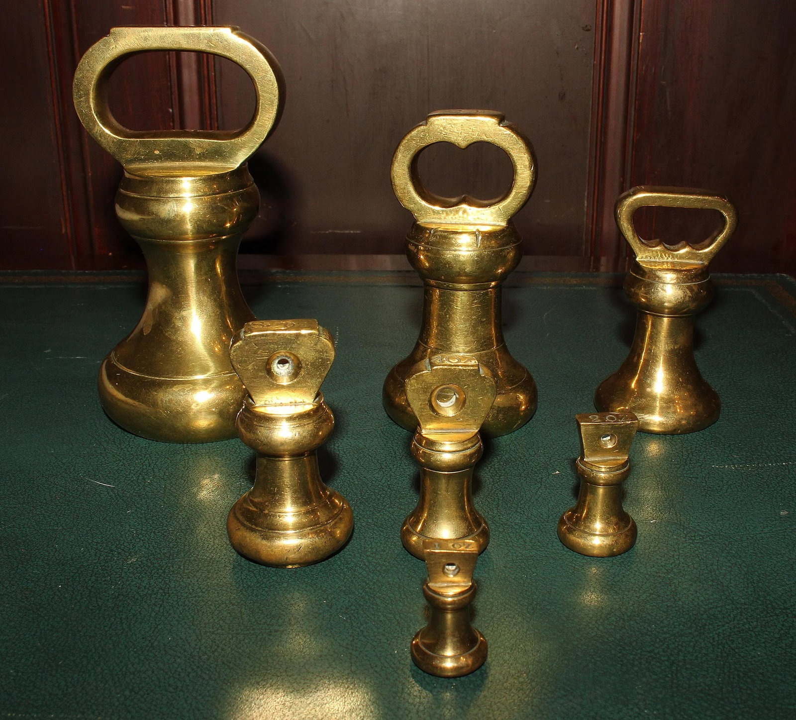Brass Bell Form Weights - Set of 7 - 6