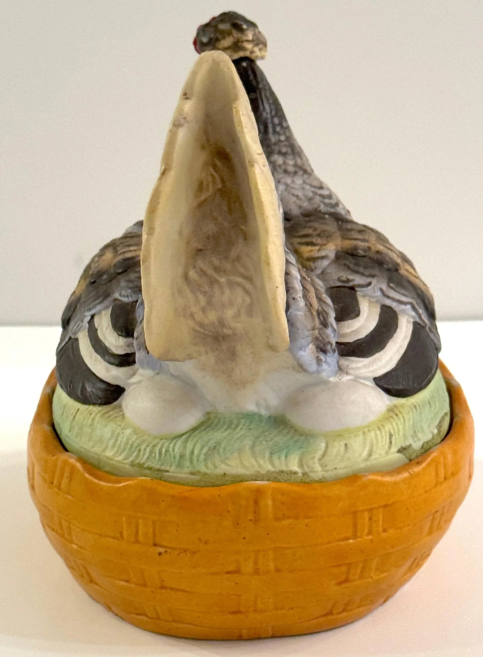 Antique Staffordshire Painted Hen on Nest covered Box or Tureen, Circa 1880 - 9