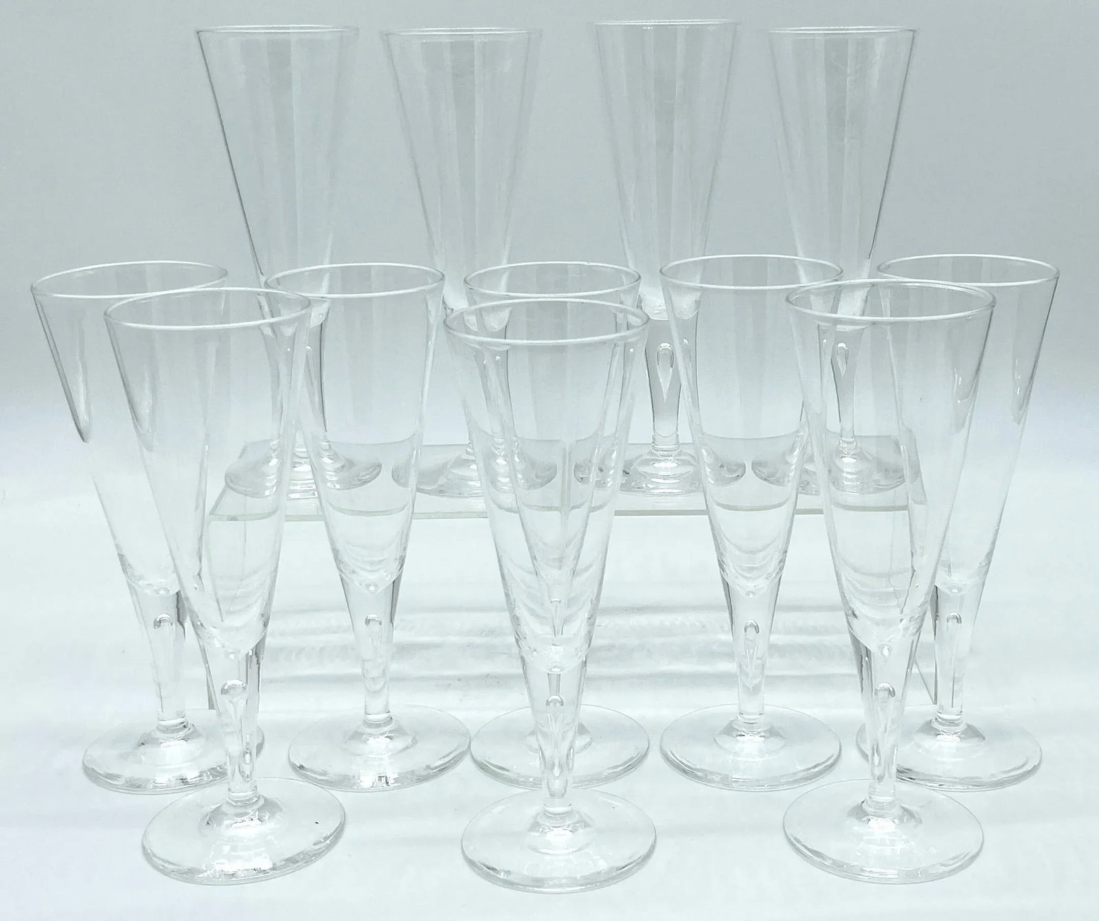 12 1960s Steuben #7924 Controlled Bubble Large Goblets/ Champagnes - 7