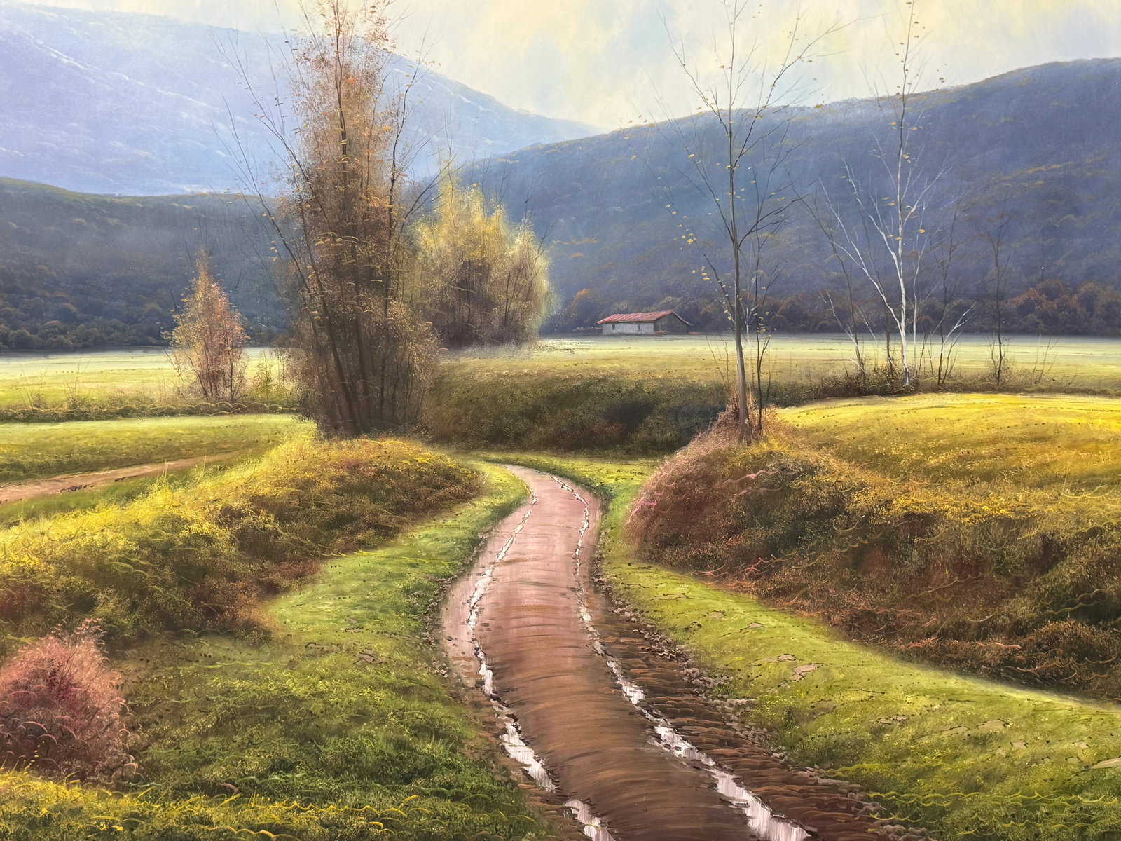 Late 20th Century Rural Landscape by Tomas Trillo, Original Oil on Canvas Matted & Framed, Signed Wi - 3
