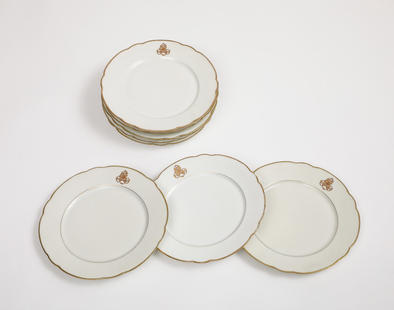 Set of 7 French Porcelain Charles Pillivuyt & Cie Dinner Plates - 4