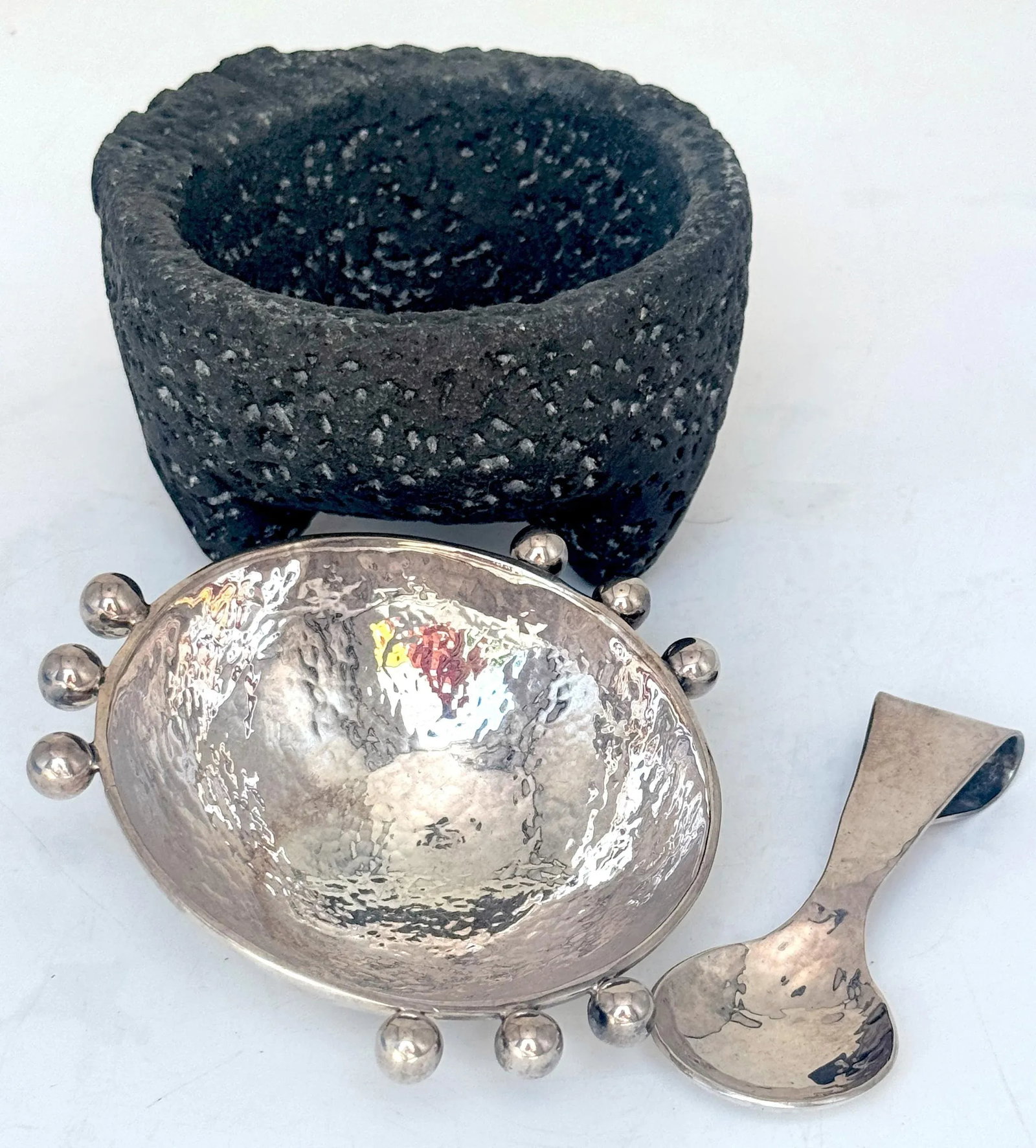 Emilia Castillo Sterling Silver & Volcanic Stone Molcajete with Spoon - 3