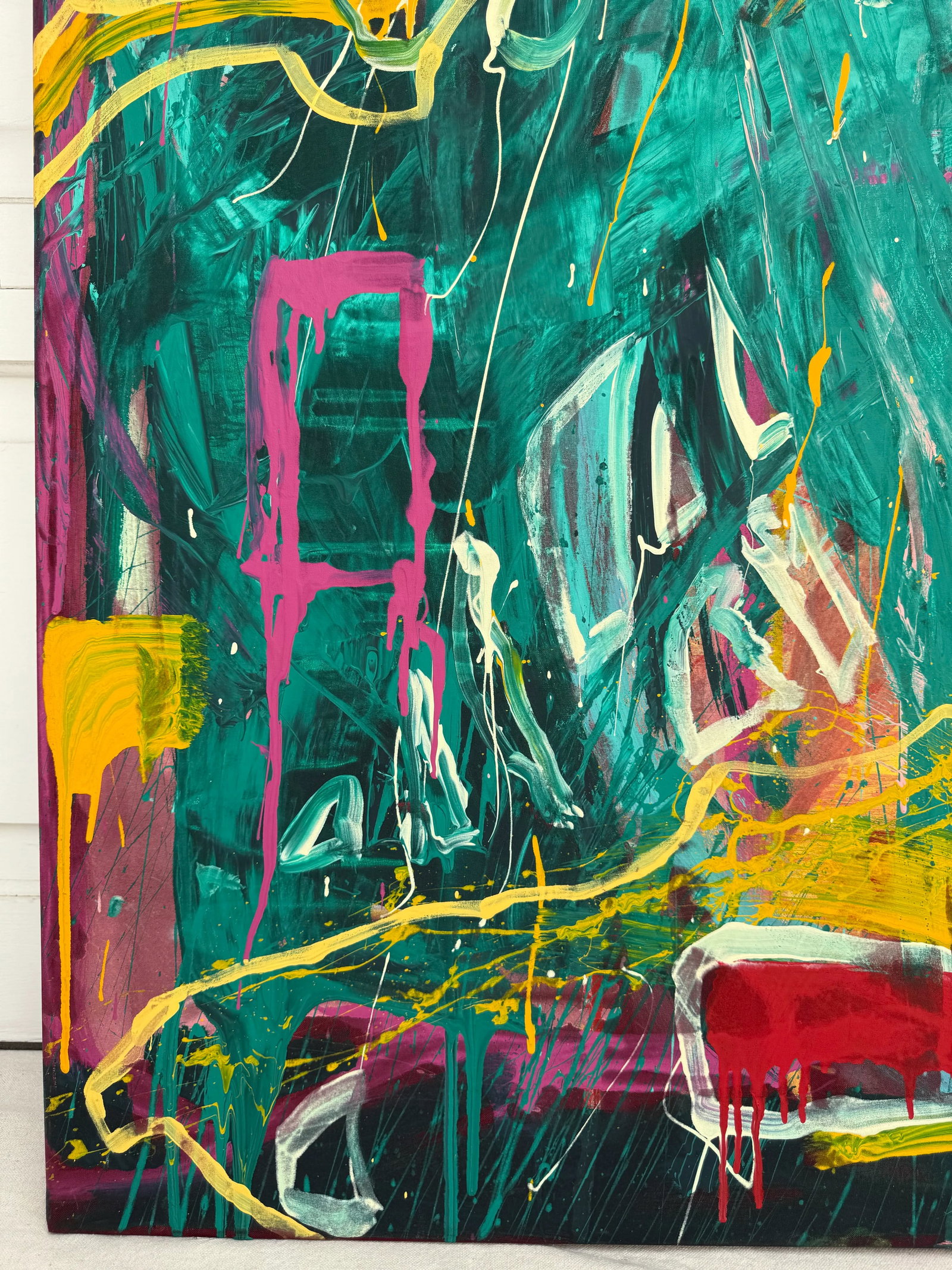 Original Modern Abstract 48" Square Painting on Textile - 6