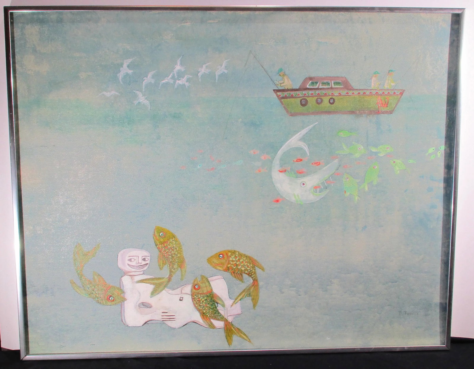 Mid 20th Century Deep Sea Fantasy Painting by D. Pacina, Framed - 8