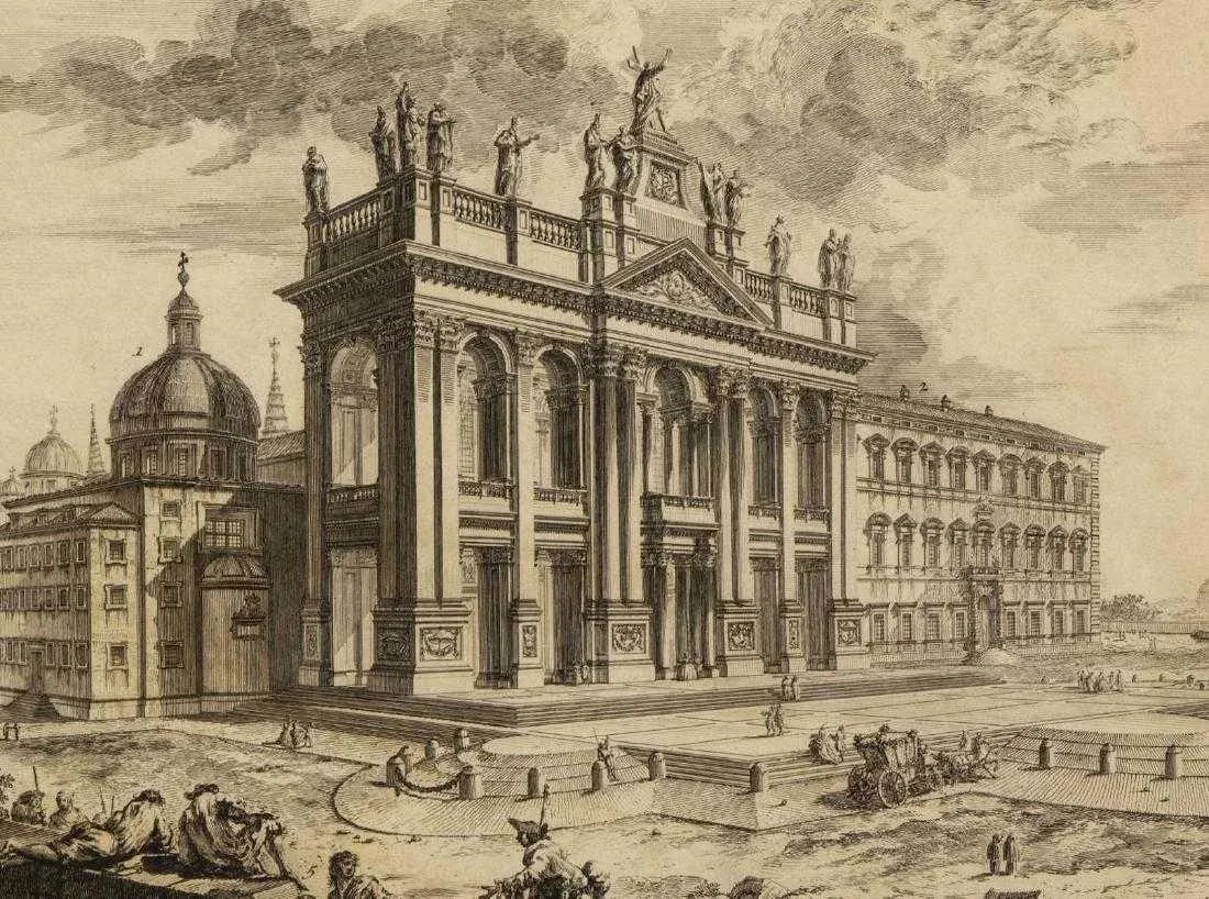 Views of Rome, Basilica St John Lateran Framed Etching by Piranesi - 3