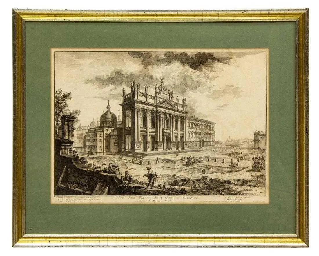 Views of Rome, Basilica St John Lateran Framed Etching by Piranesi - 6