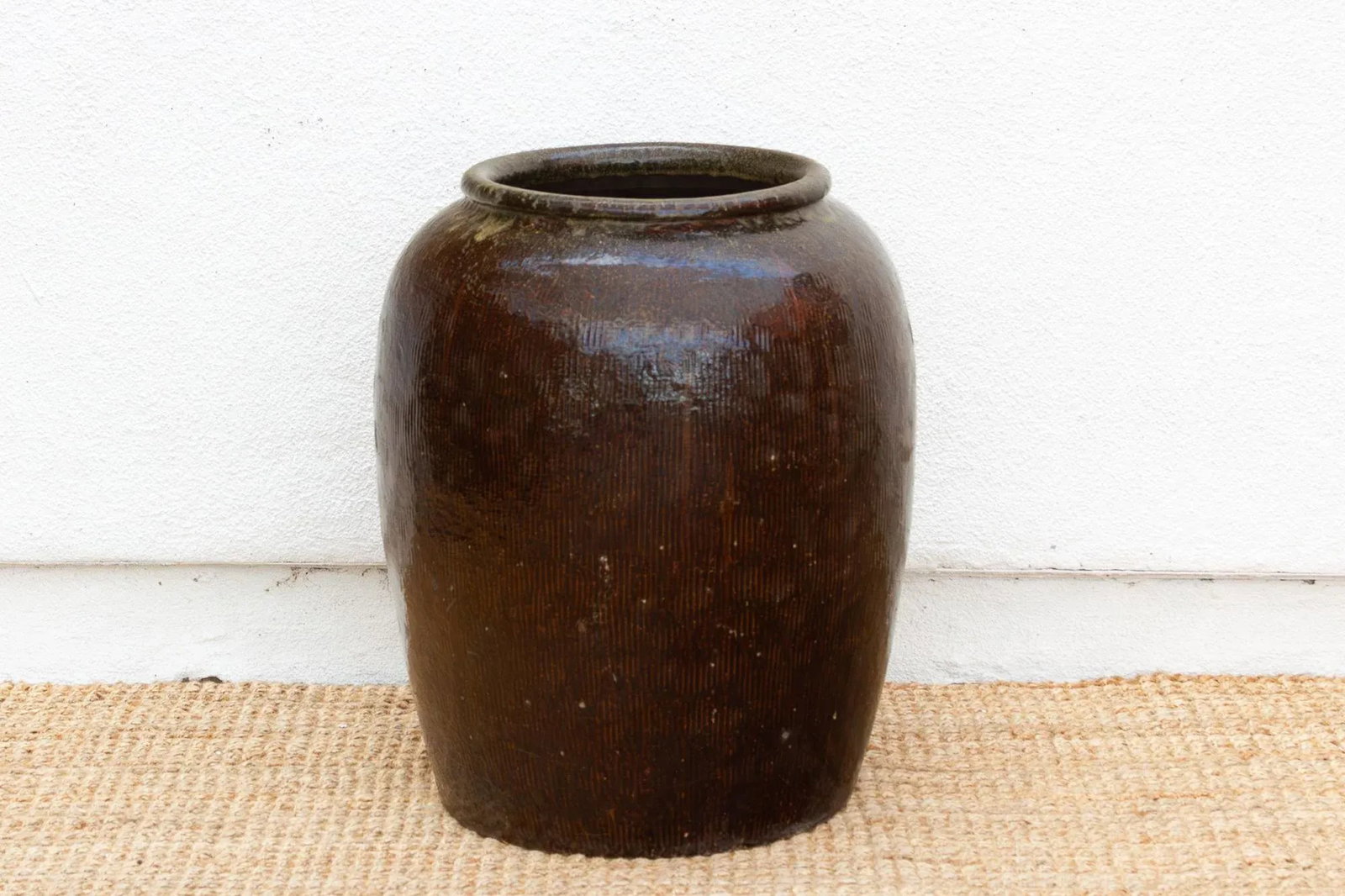 Oversized Asian Rich Brown Stoneware Vessel - 3