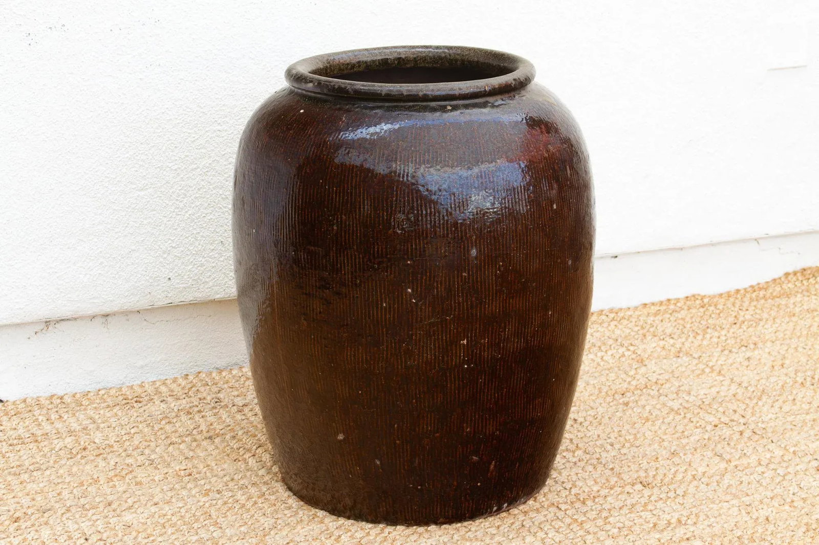 Oversized Asian Rich Brown Stoneware Vessel - 4