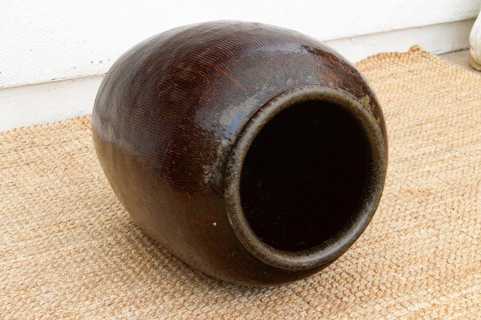 Oversized Asian Rich Brown Stoneware Vessel - 5