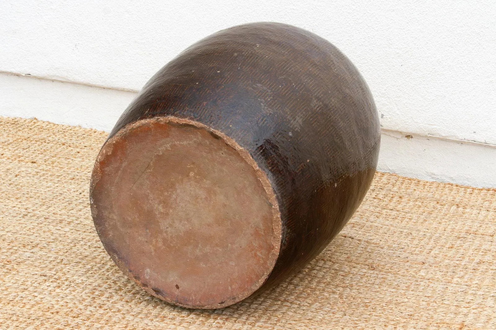 Oversized Asian Rich Brown Stoneware Vessel - 6
