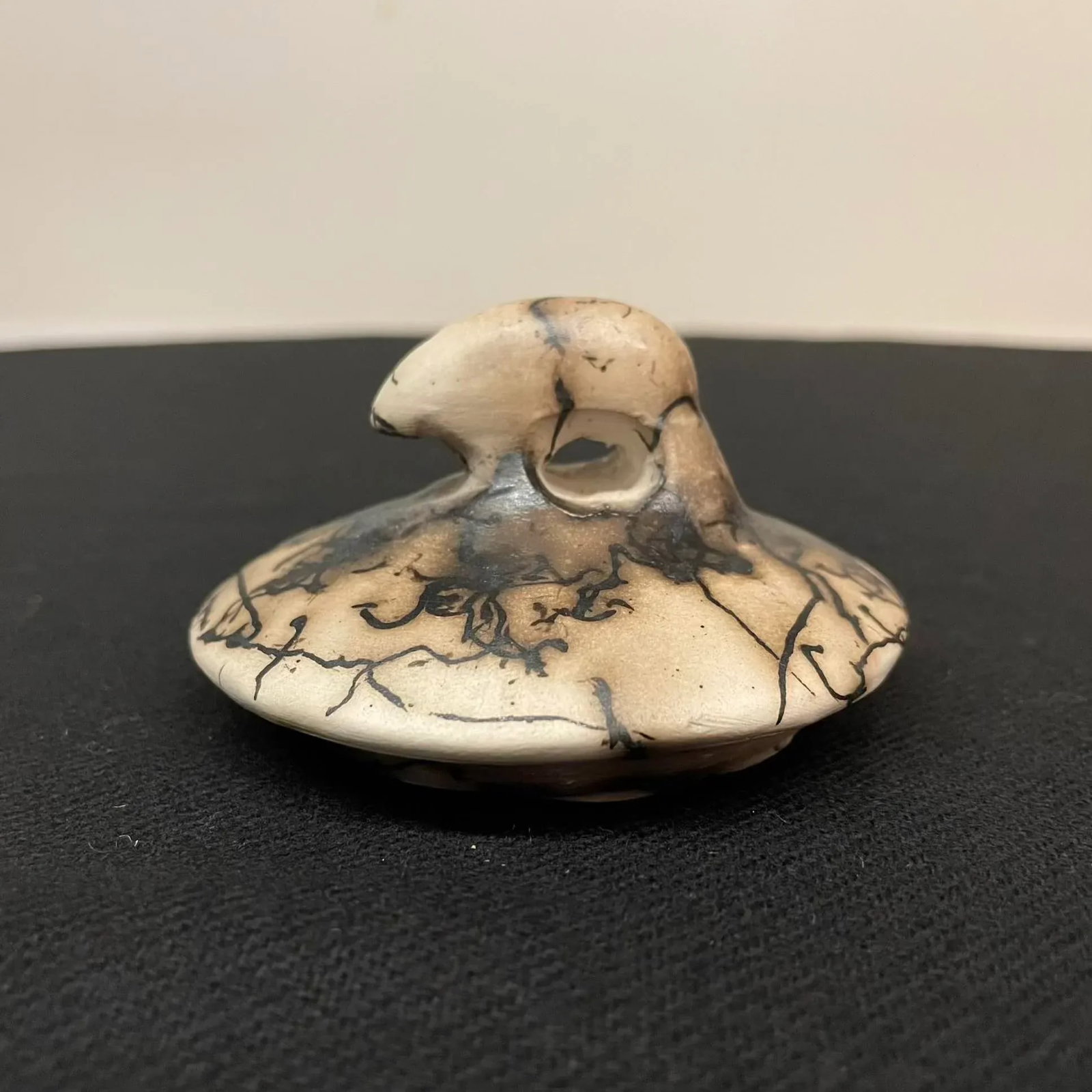 Native American Geometric Sgraffito Horsehair Pottery Lidded Jar - Acoma Pueblo - 8