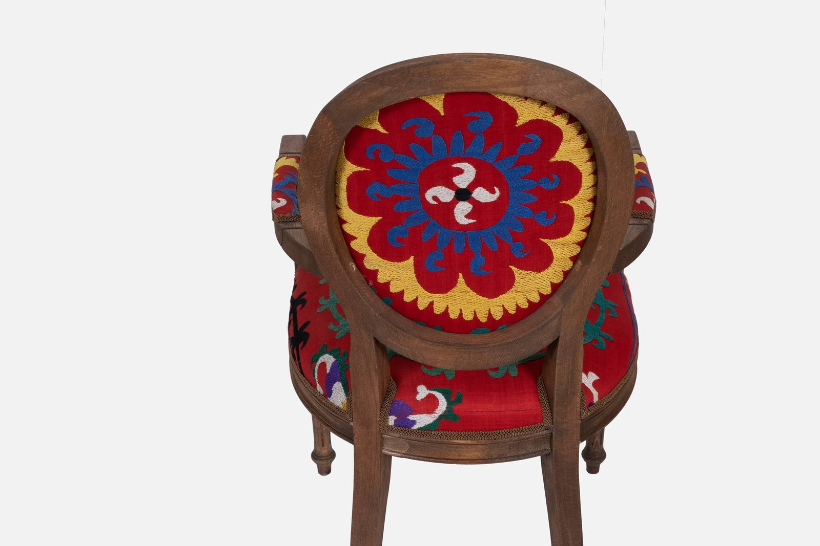 Set of 6 Wooden Suzani Armchair - Diningroom Chair With Bergere Style - 5