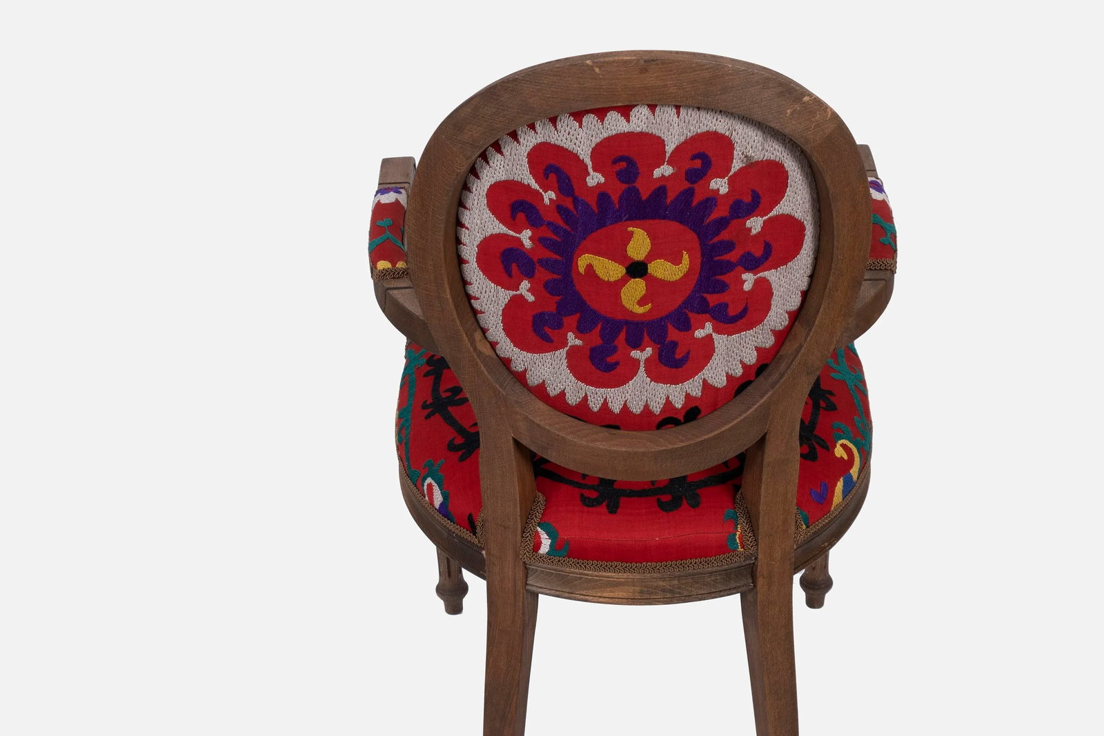 Set of 6 Wooden Suzani Armchair - Diningroom Chair With Bergere Style - 9