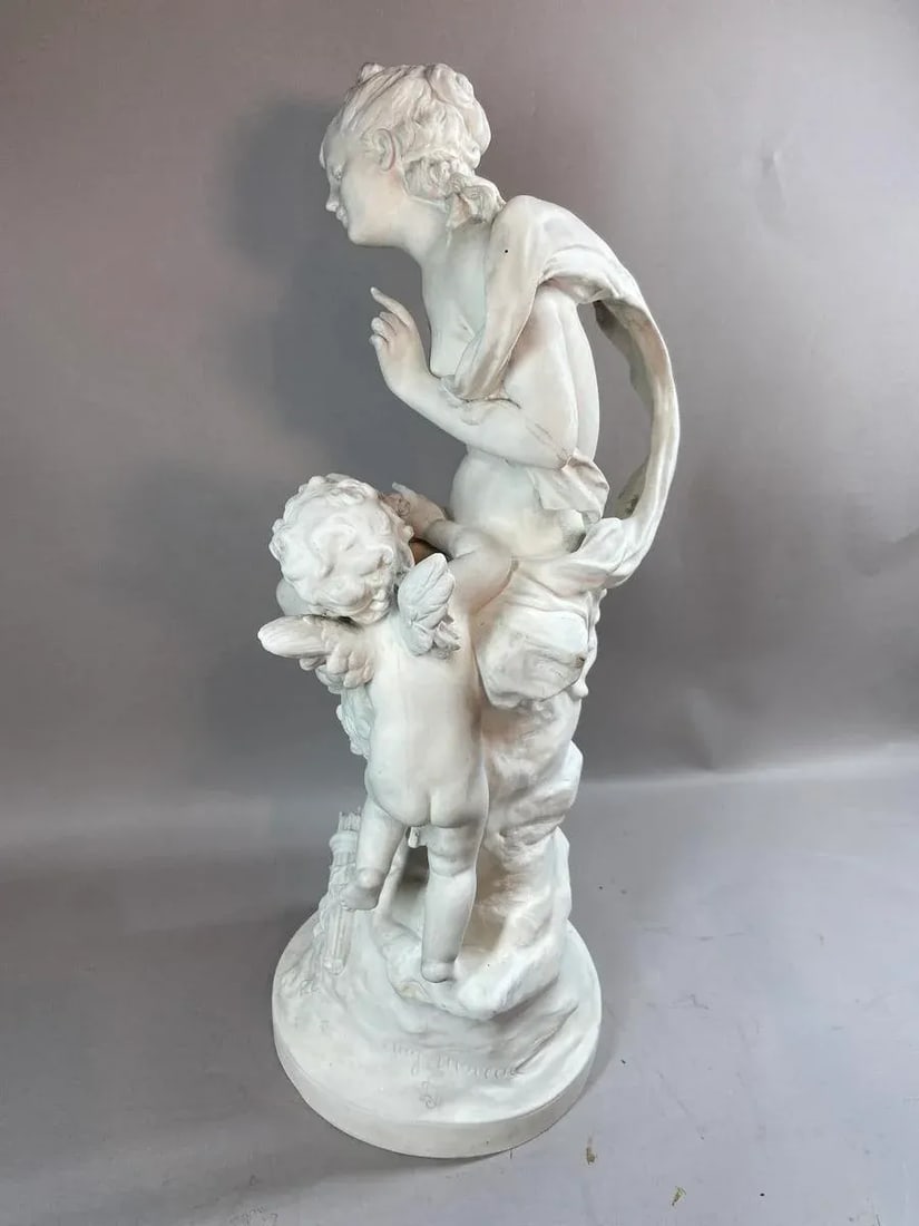 19th C Sevres Louis Moreau Neoclassical White Biscuit Porcelain Sculpture - 11