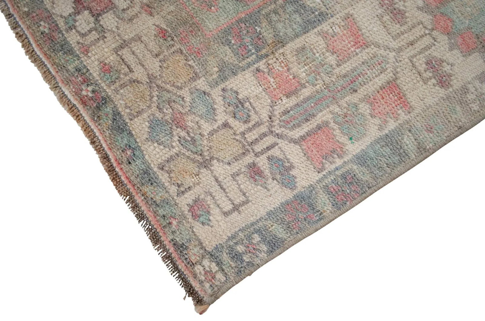 Distressed Turkish Rug Hand Knotted Vintage Low Pile Muted Color Anatolian Area Rug - 3"² - 10