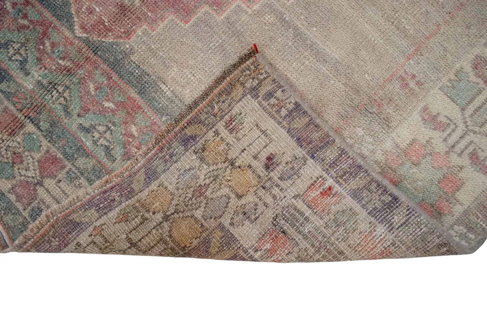 Distressed Turkish Rug Hand Knotted Vintage Low Pile Muted Color Anatolian Area Rug - 3"² - 9