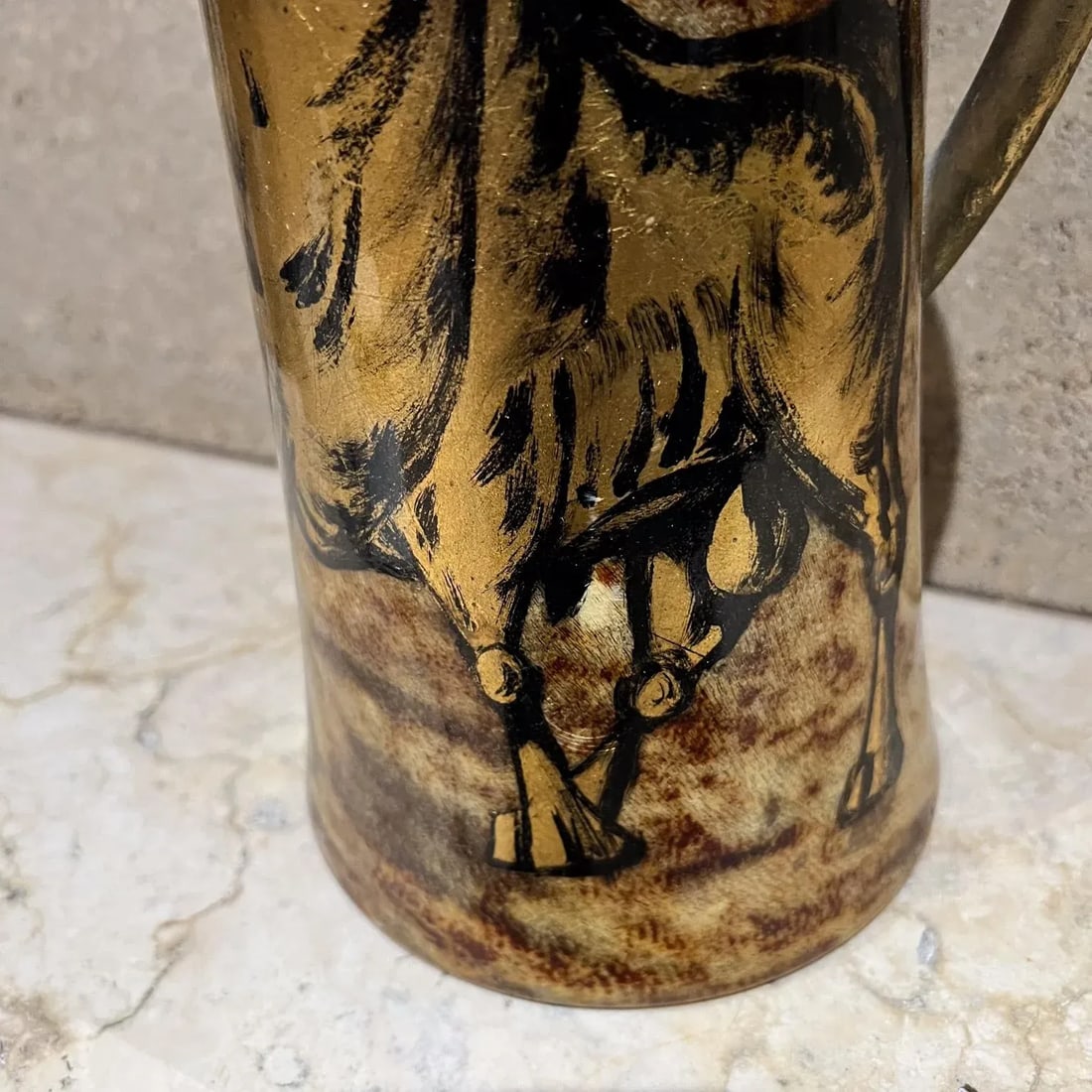 1950s Aldo Tura Pitcher Golden Bull Goatskin Brass Milan Italy - 12