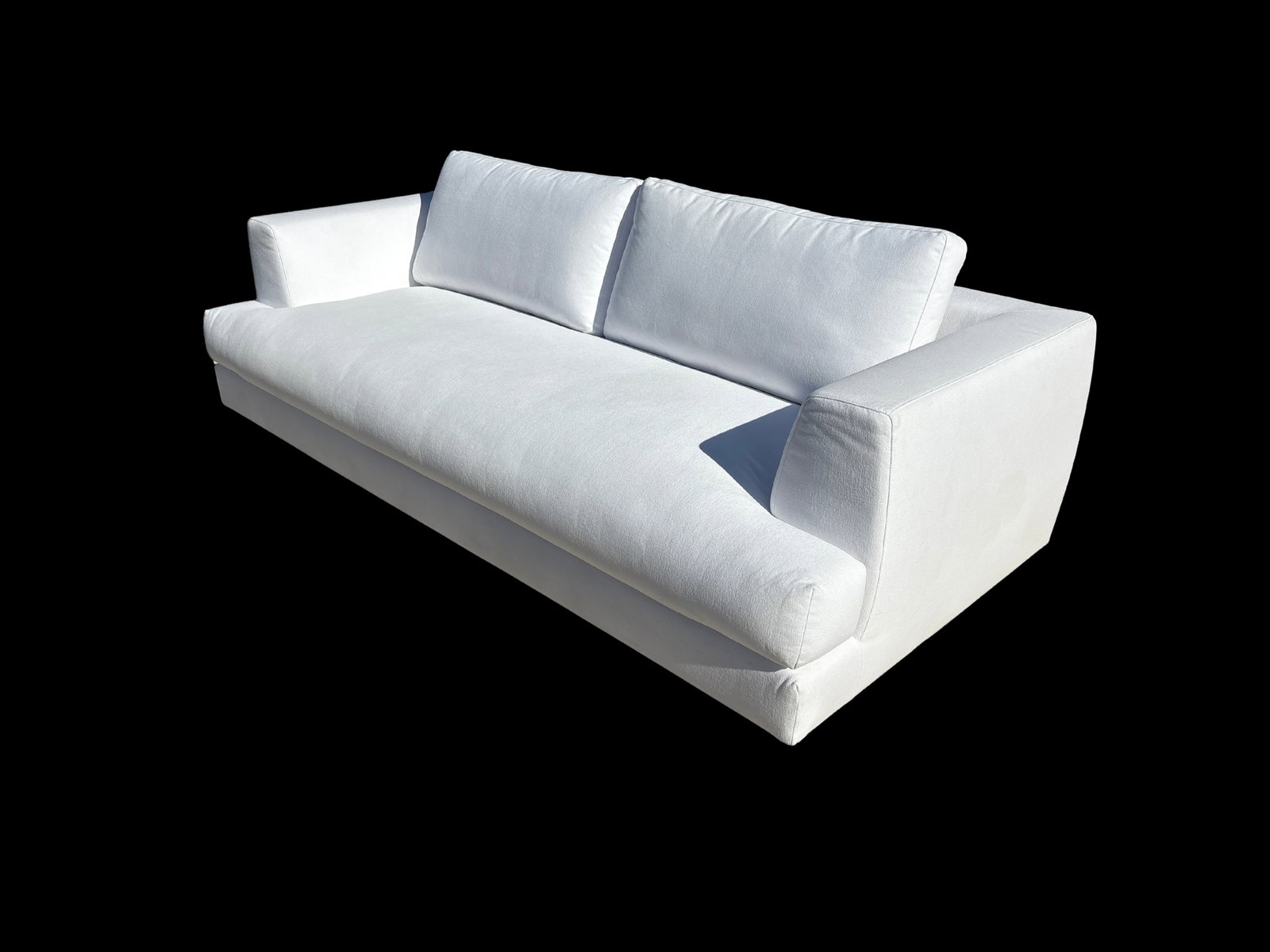 Rh Monza Bench-Cushion Sofa – 8' Luxe Depth in White Performance Linen Weave (Made in Italy) - 4