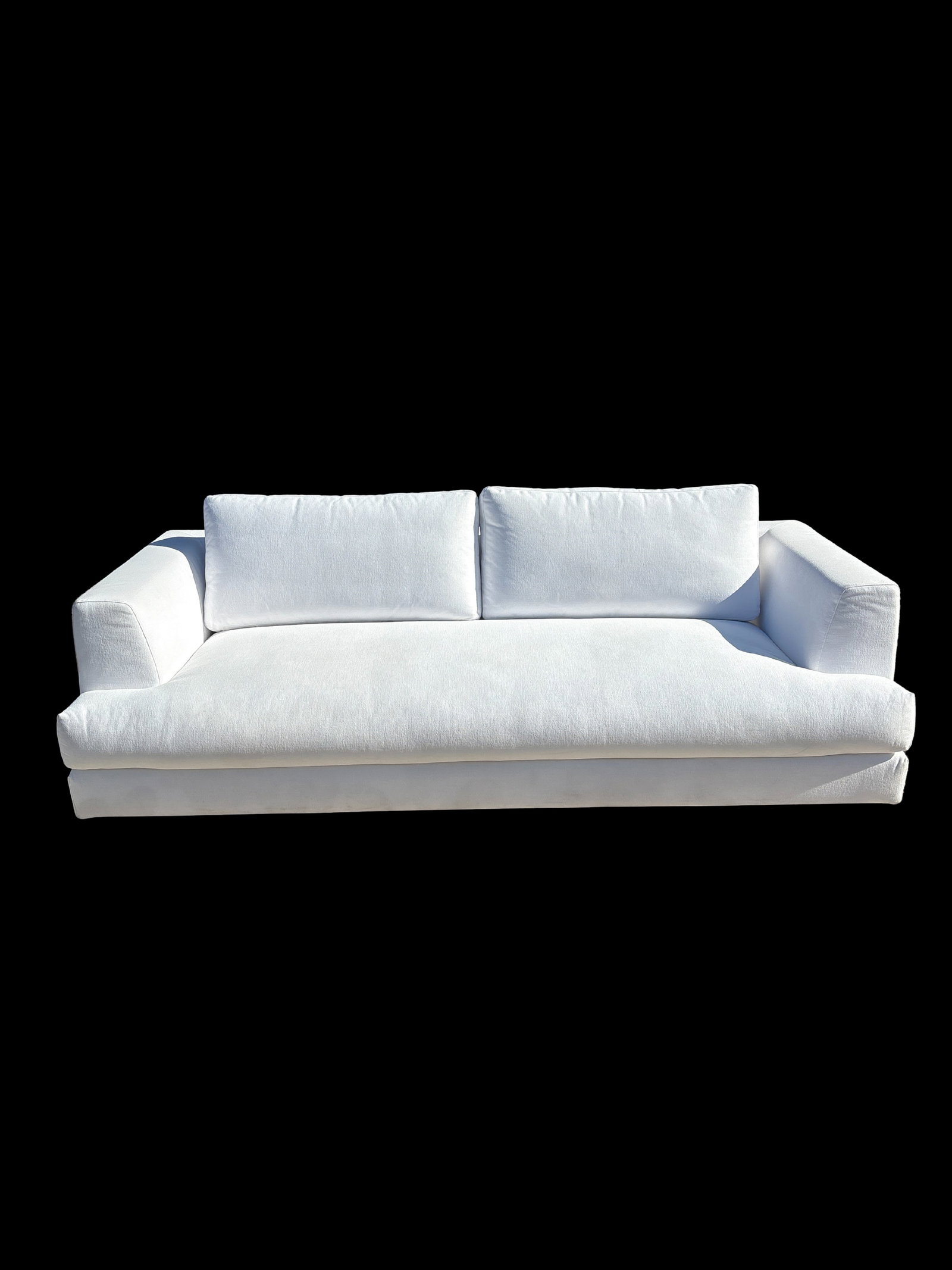 Rh Monza Bench-Cushion Sofa – 8' Luxe Depth in White Performance Linen Weave (Made in Italy) - 8