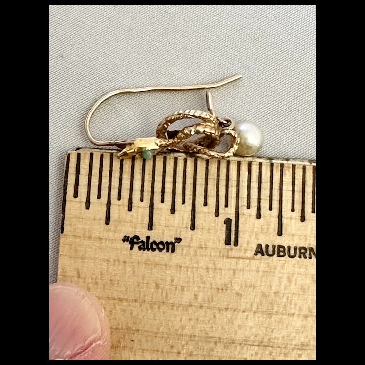 Late 19th Century 14k Serpent and Pearl Earrings, A Pair - 6