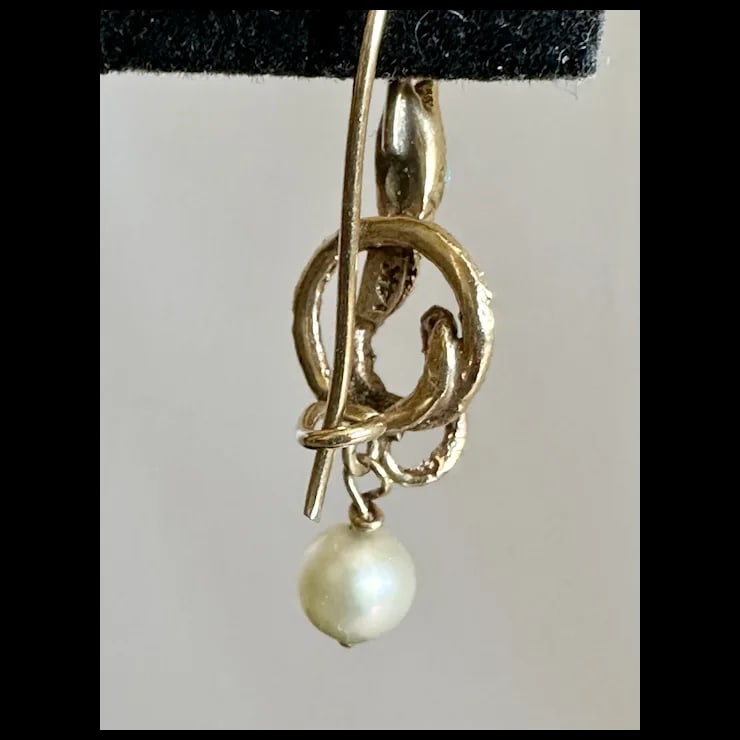 Late 19th Century 14k Serpent and Pearl Earrings, A Pair - 9