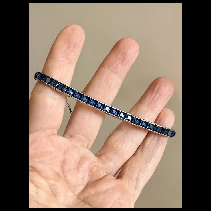 1920s Art Deco Sterling Paste Bracelet - 2