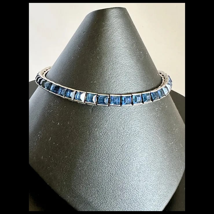 1920s Art Deco Sterling Paste Bracelet - 3