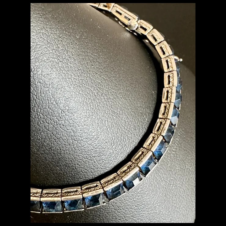 1920s Art Deco Sterling Paste Bracelet - 4