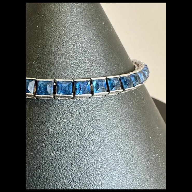 1920s Art Deco Sterling Paste Bracelet - 5