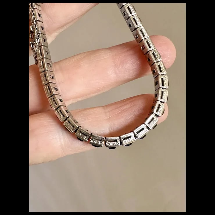 1920s Art Deco Sterling Paste Bracelet - 6