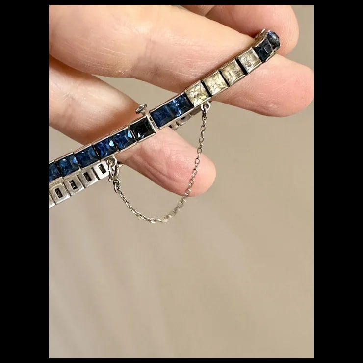 1920s Art Deco Sterling Paste Bracelet - 7