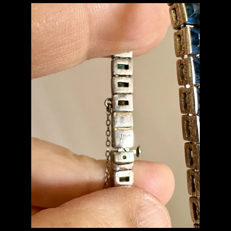 1920s Art Deco Sterling Paste Bracelet - 8